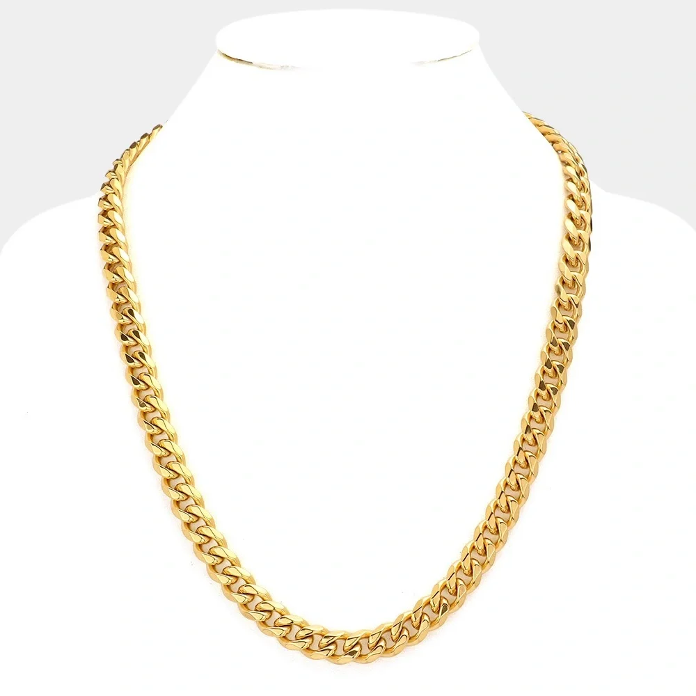 18K Gold Dipped Stainless Steel Cuban Chain Necklace